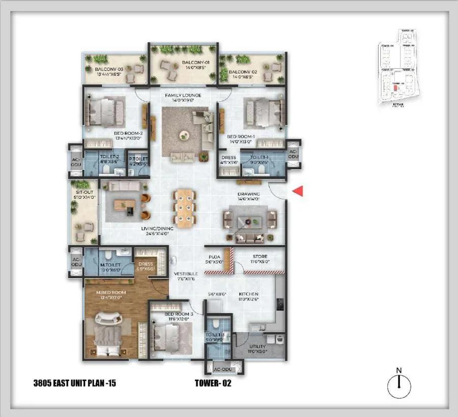 4BHK 3805 - Cybercity Stone Ridge Hyderabad