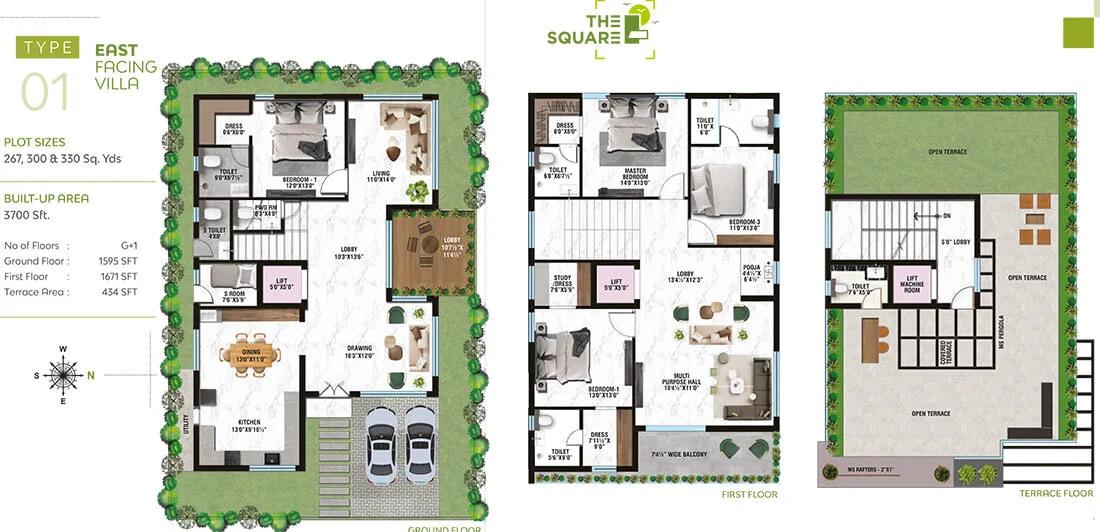 4BHK Duplex 3700 East - IRA The Square Villas