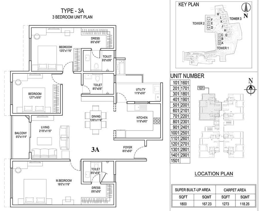 1800 3BHK - Adarsh Park Heights