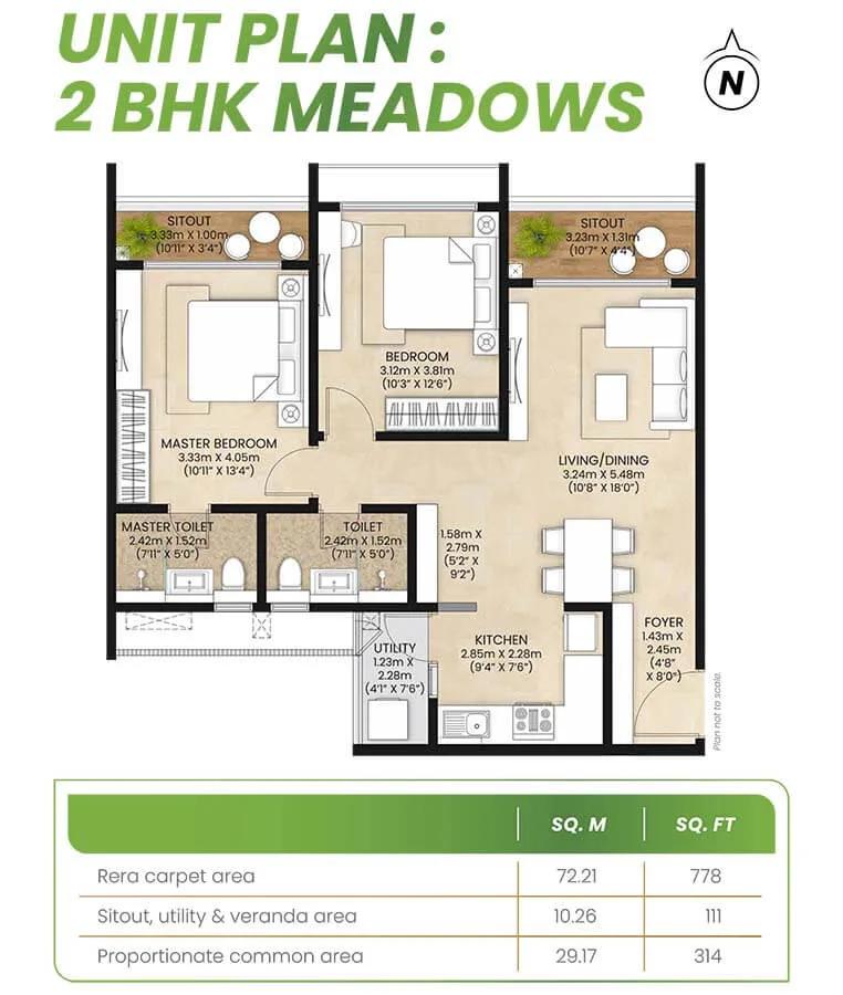 1203 2BHK Meadows - Mahindra Eden