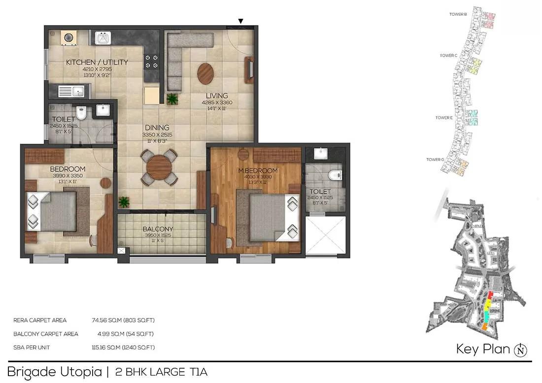 2-BHK-Large-1240 - Brigade Utopia