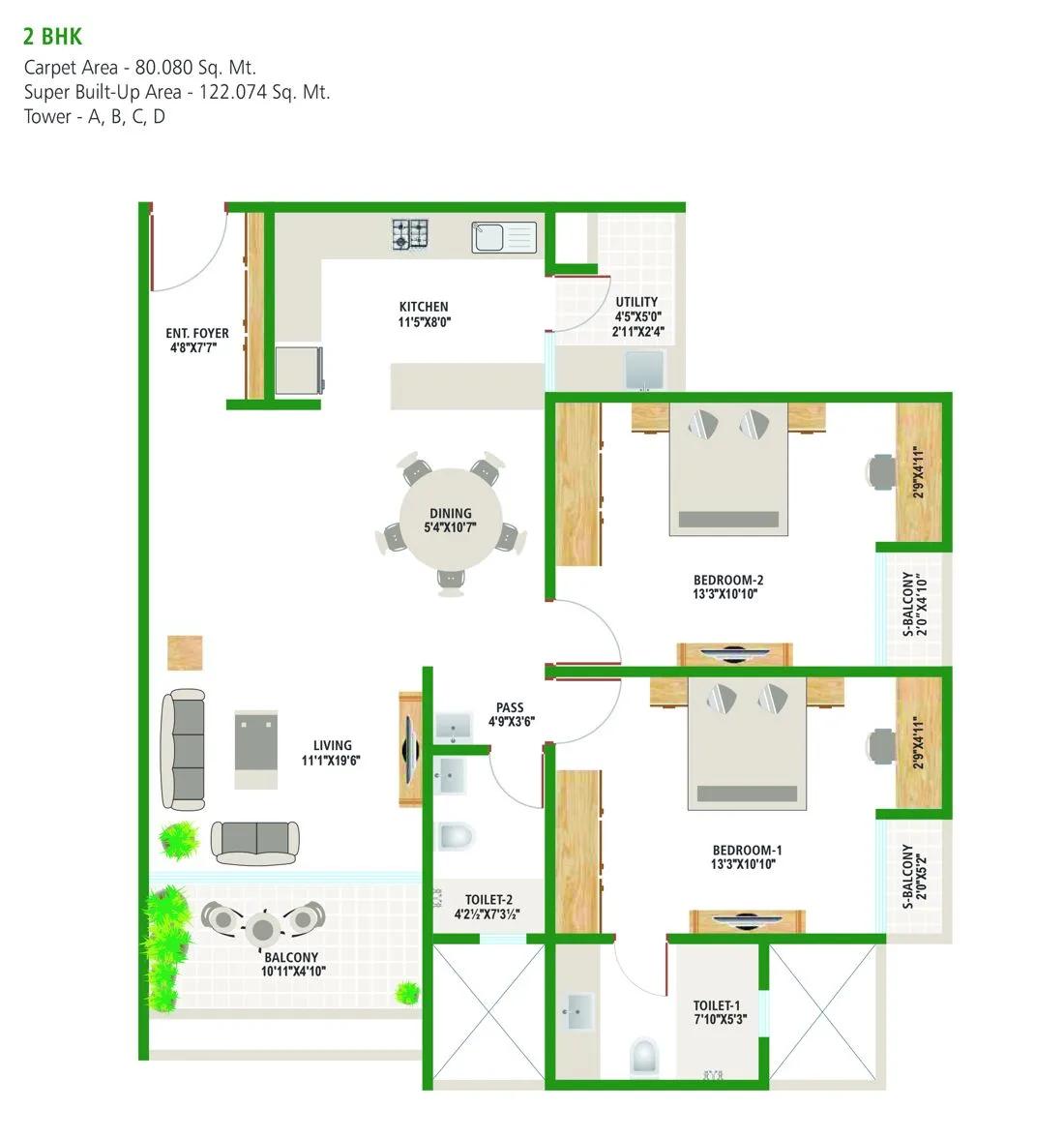 2 BHK – Alembic Urban Forest