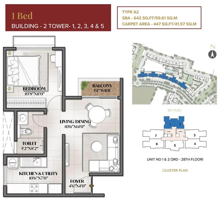 642 1BHK - Eden Park At Prestige City
