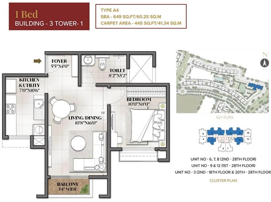 649 1BHK - Eden Park At Prestige City