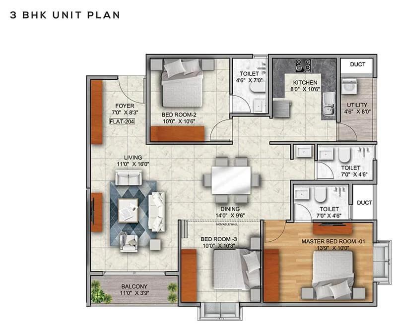 3 BHK - Mana Capitol Sarjapur
