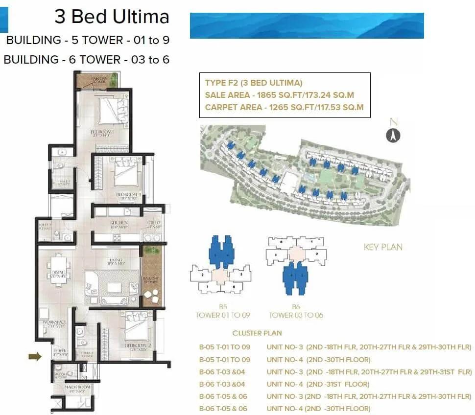 1865 3BHK Ultima - Luxury Meridian Park Prestige City