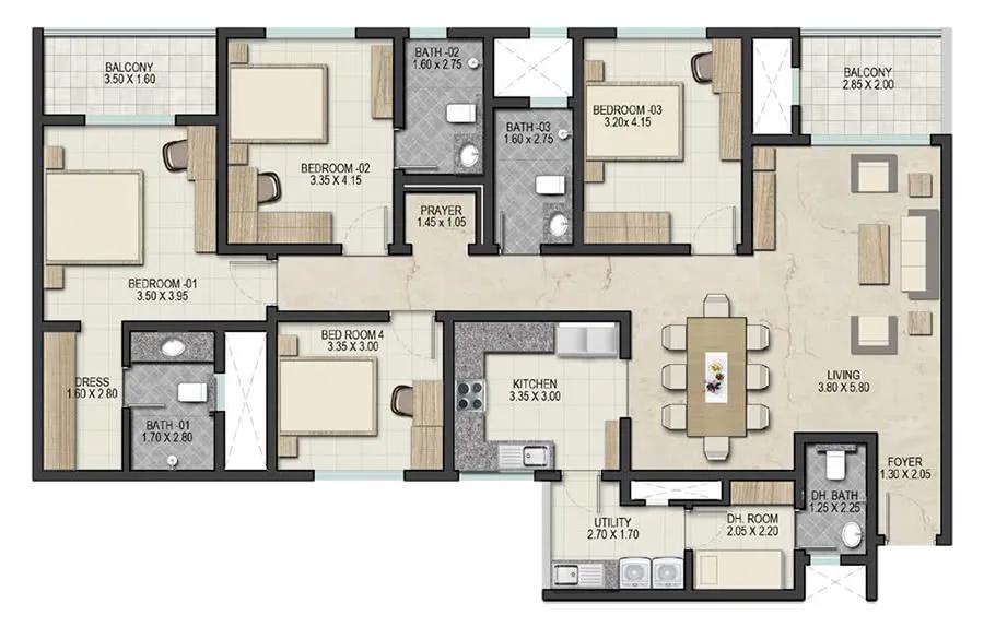 4 BHK - Sobha Royal Pavilion
