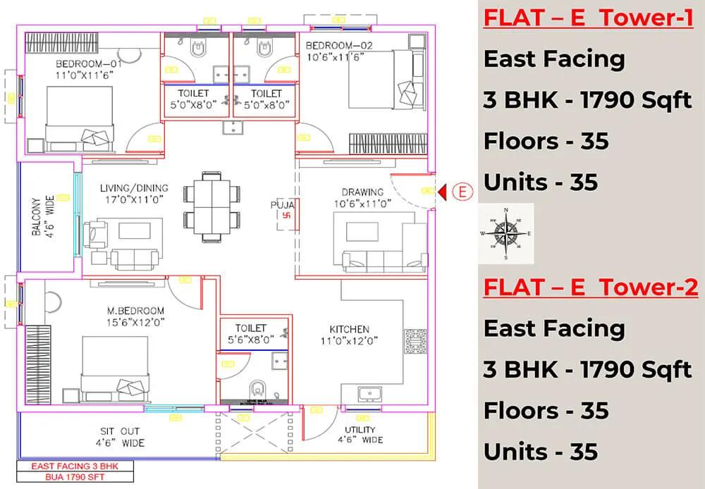 3BHK 1790 - Vian Vayu Kollur Hyderabad