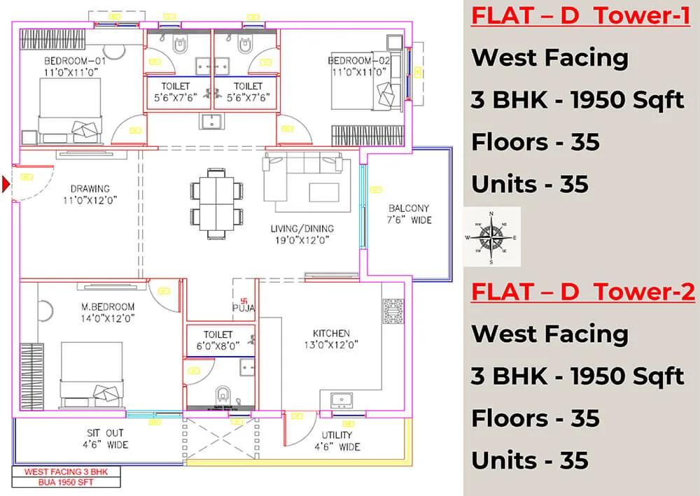 3BHK 1950 - Vian Vayu Kollur Hyderabad