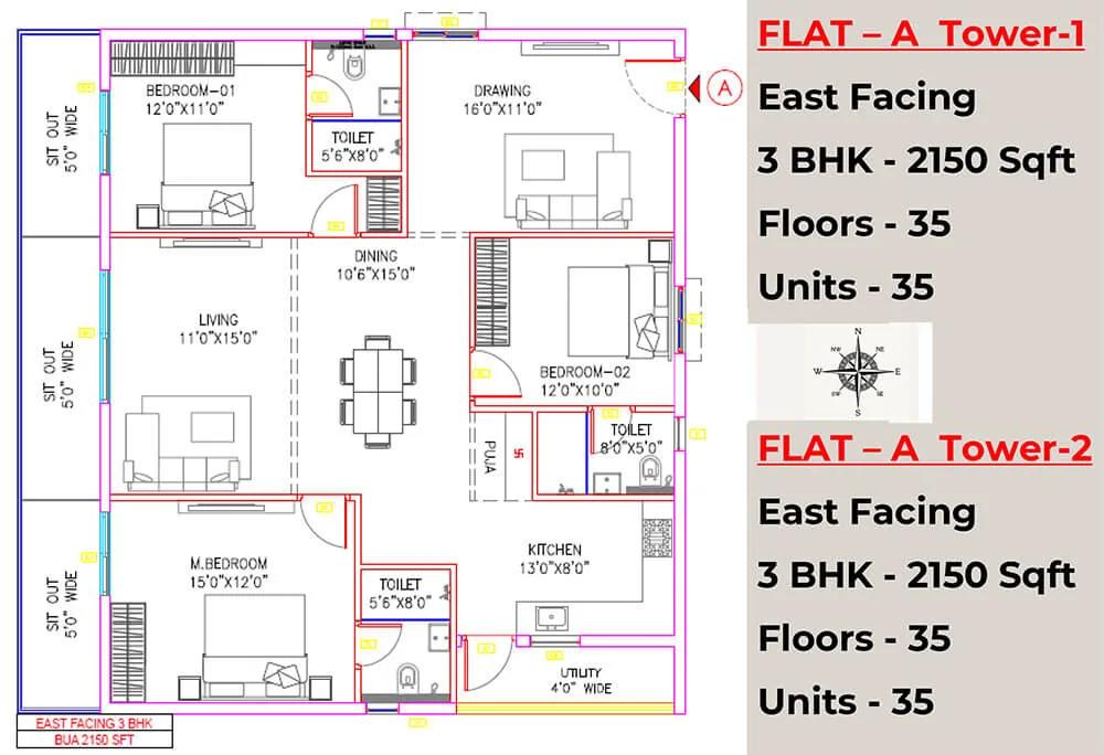 3BHK 2150 - Vian Vayu Kollur Hyderabad
