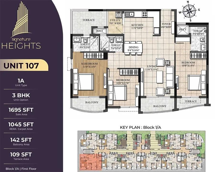 3BHK 1695 - Signature Heights