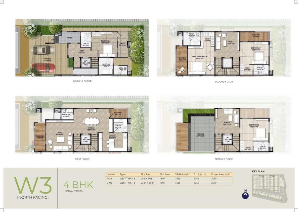 4BHK-Maids 3356 - NCC Urban Retreat Villas
