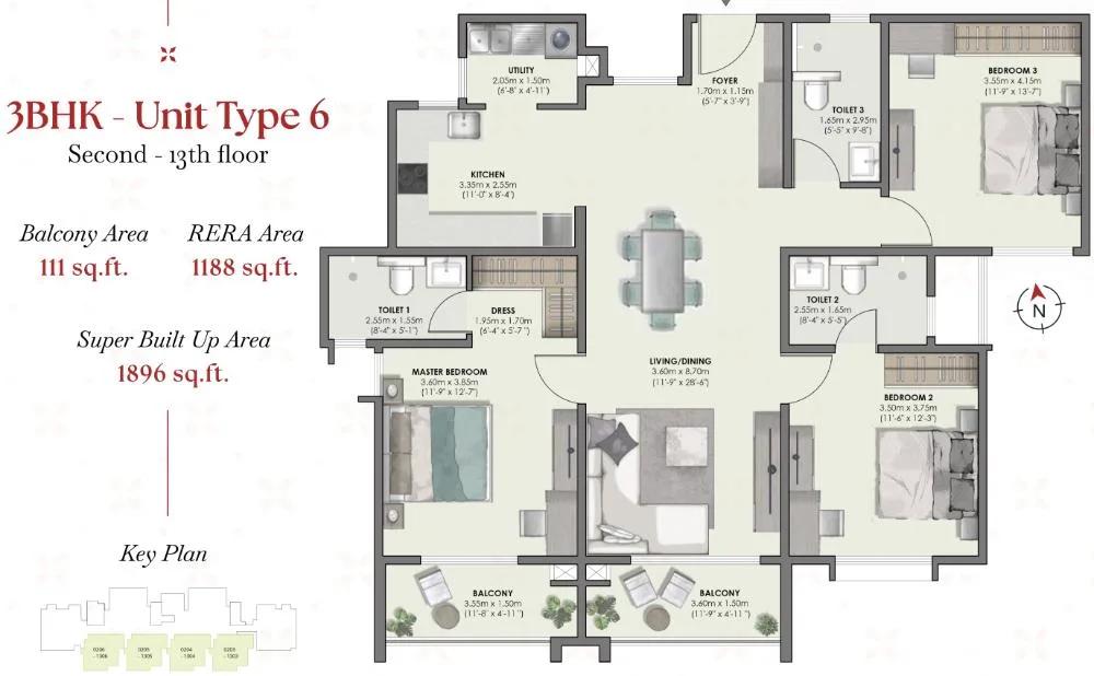 3BHK 1896 - Suyug Saffron Sarjapur