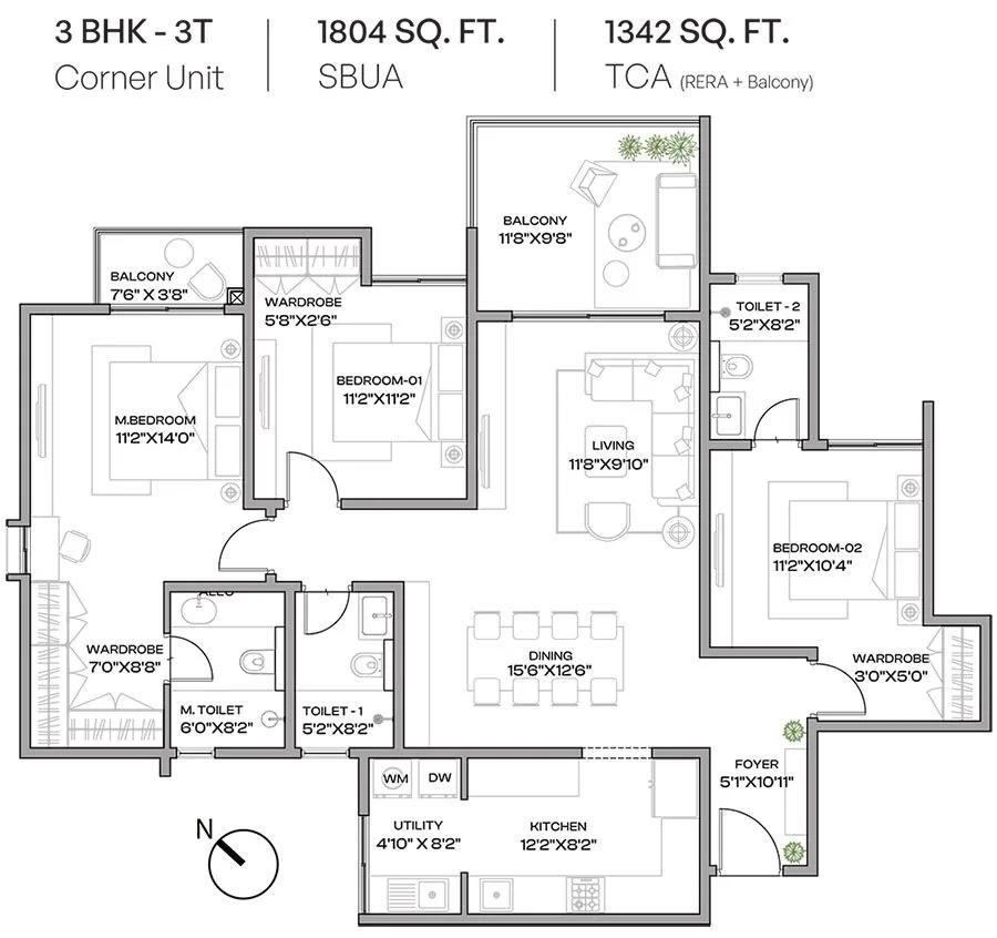 3BHK 1804 - Assetz Codename Beyond Ordinary