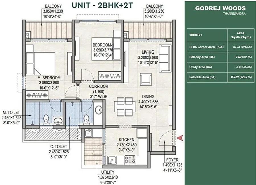 2BHK 1223 - Godrej Woods Thanisandra