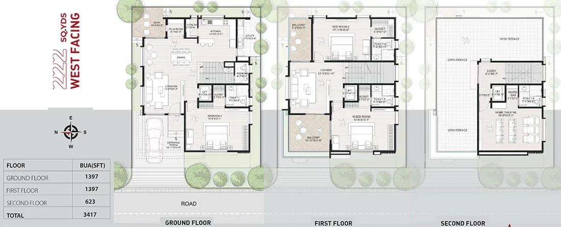 3BHK Triplex 3417 - Maytri Ambhuja Villas