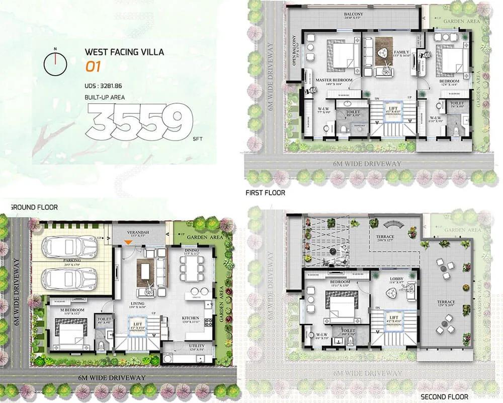 4BHK 3559 West - Allure Avani Villas