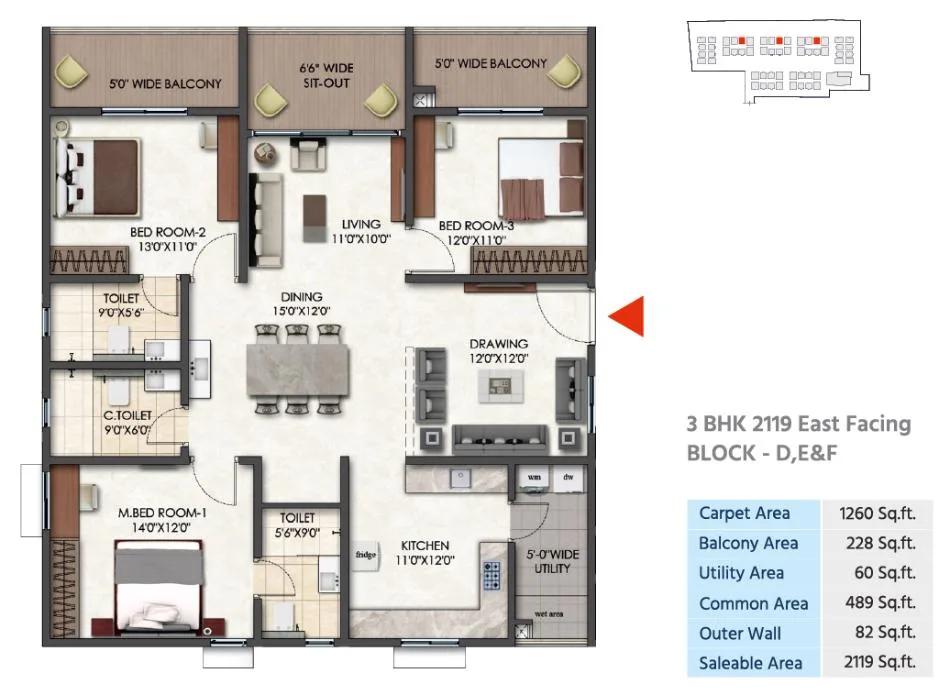 3BHK 2119 - Tridasa Rise Nallagandla