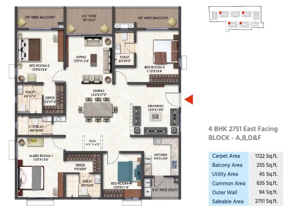 4BHK 2751 - Tridasa Rise Nallagandla