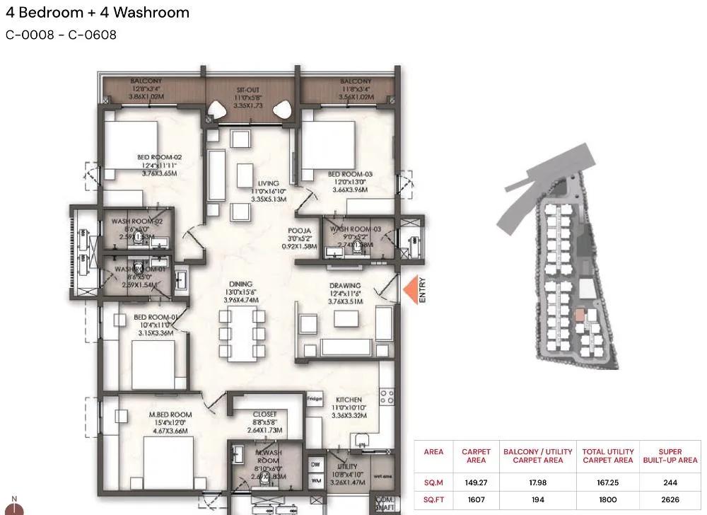 4BHK 2626 - Brigade Enclave Moti Nagar