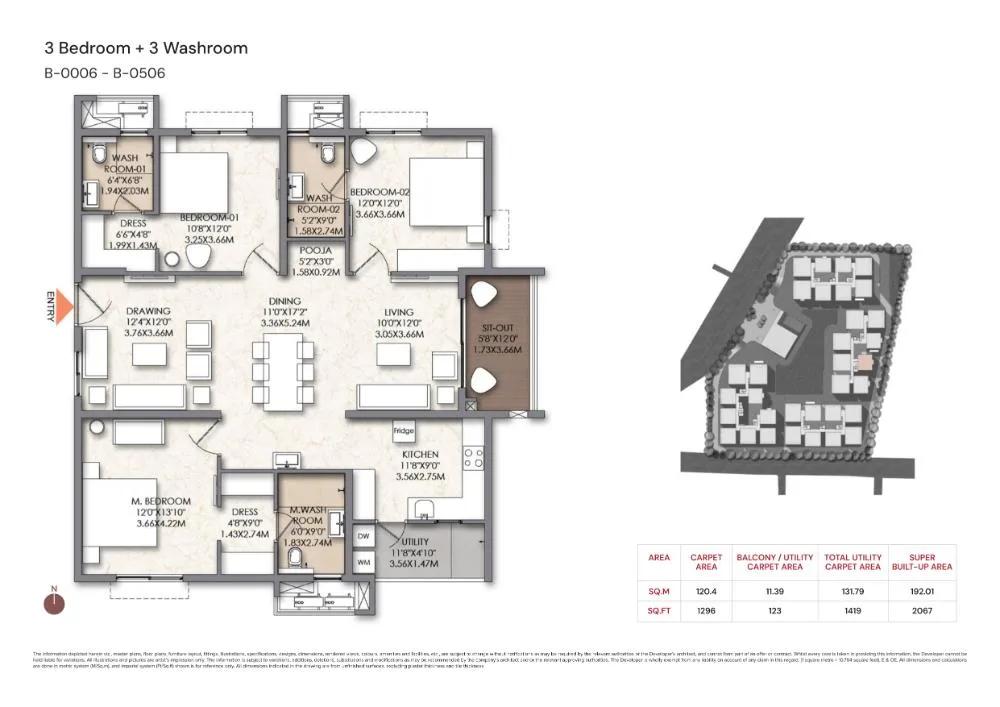 3BHK+3T 2067 - Brigade Manor Moti Nagar Hyderabad