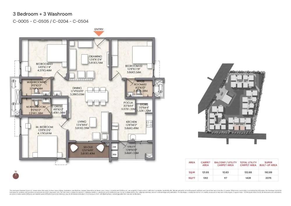 3BHK+3T 2076 - Brigade Manor Moti Nagar Hyderabad