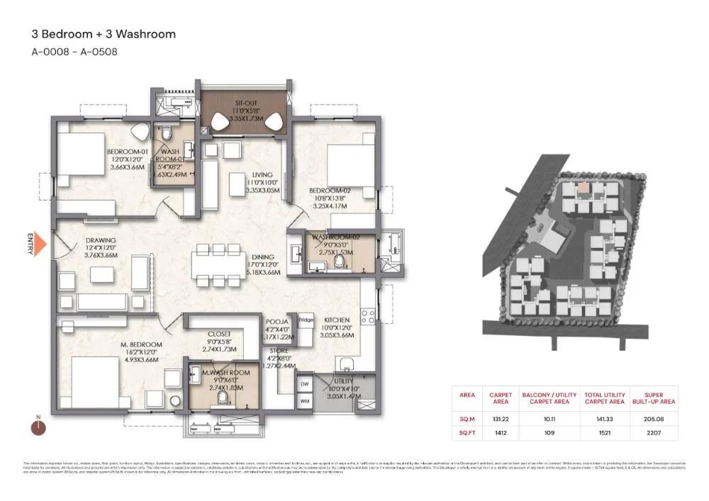 3BHK+3T 2207 - Brigade Manor Moti Nagar Hyderabad