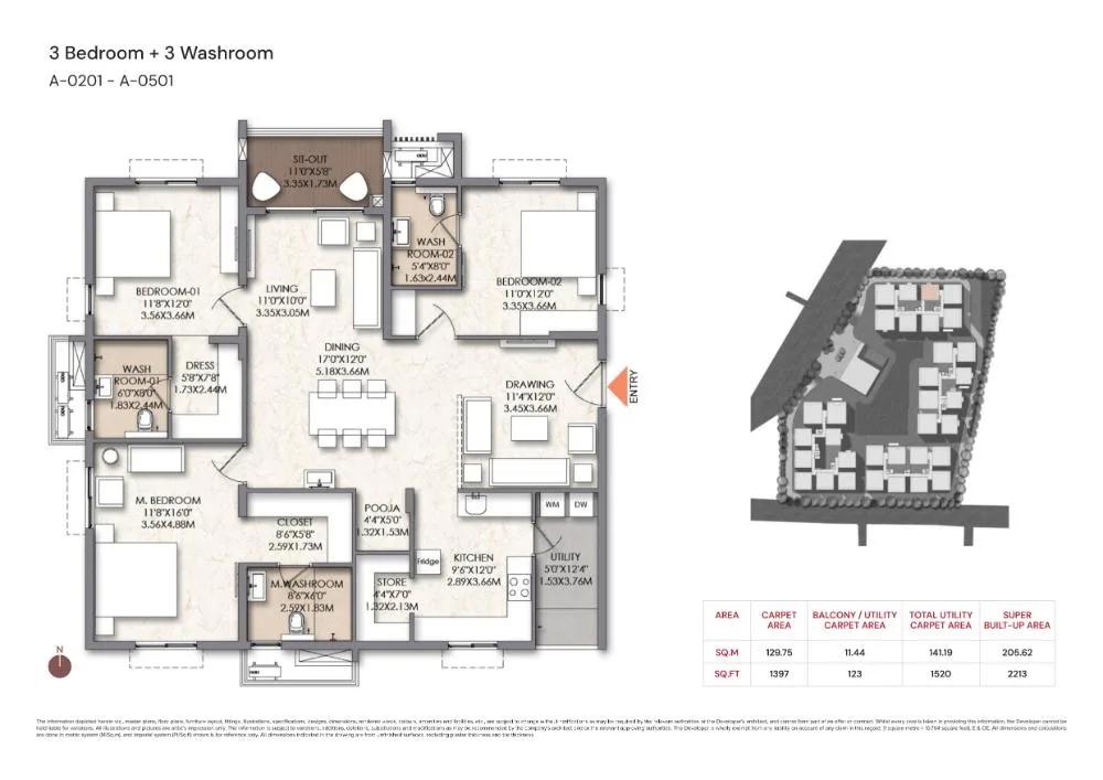 3BHK+3T 2213 - Brigade Manor Moti Nagar Hyderabad
