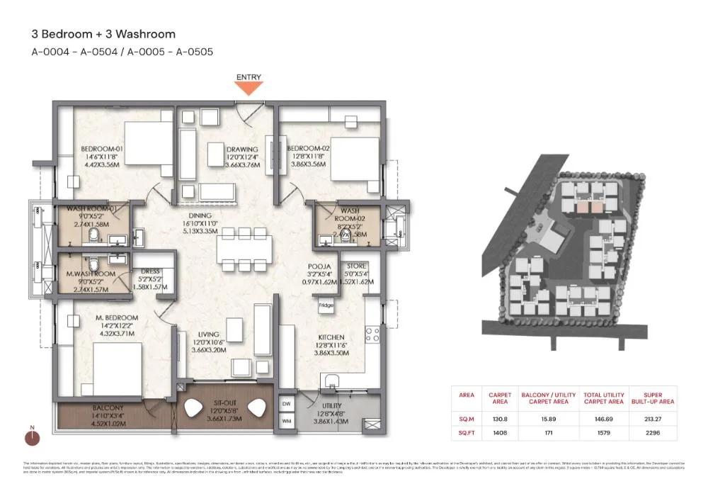 3BHK+3T 2296 - Brigade Manor Moti Nagar Hyderabad