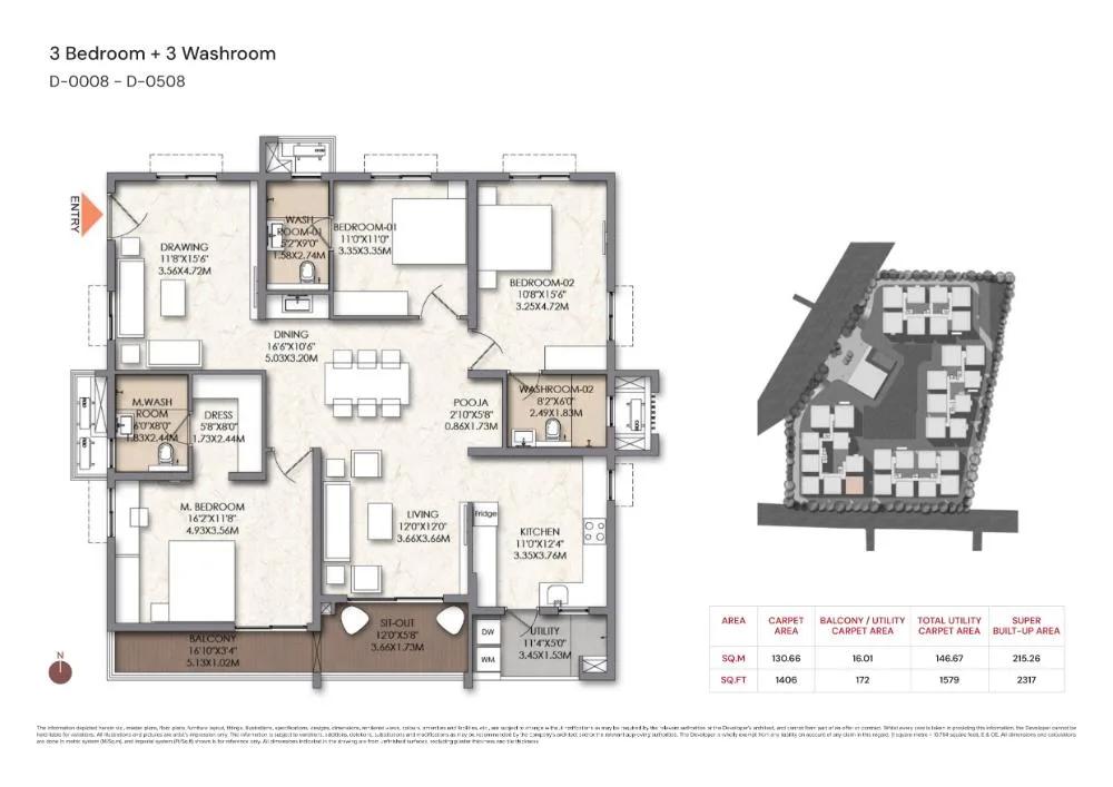 3BHK+3T 2317 - Brigade Manor Moti Nagar Hyderabad