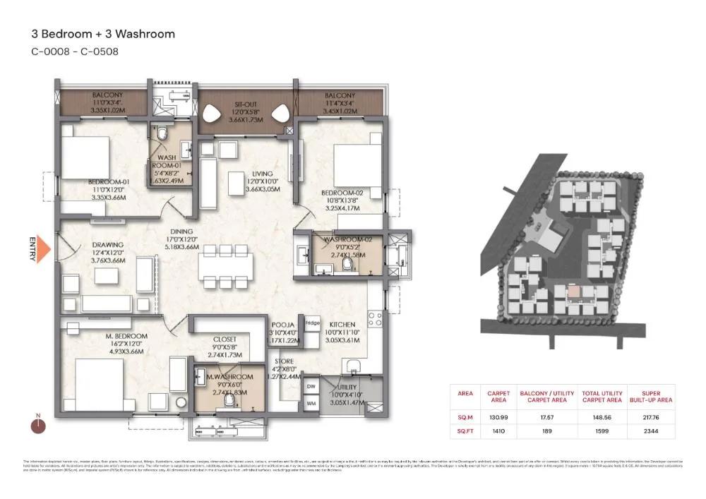 3BHK+3T 2344 - Brigade Manor Moti Nagar Hyderabad