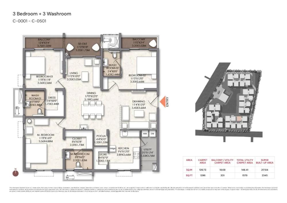 3BHK+3T 2345 - Brigade Manor Moti Nagar Hyderabad