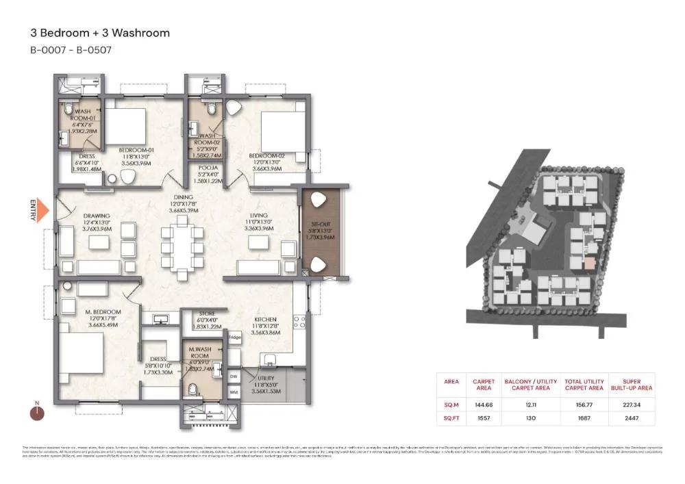 3BHK+3T 2447 - Brigade Manor Moti Nagar Hyderabad