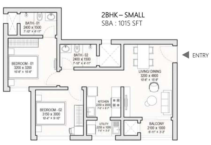 2BHK 1015 - Sobha One World Sobha Hoskote Township