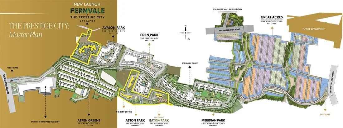 Main Master Plan - Prestige Fernvale At Prestige City Sarjapur Prestige Eaton Park