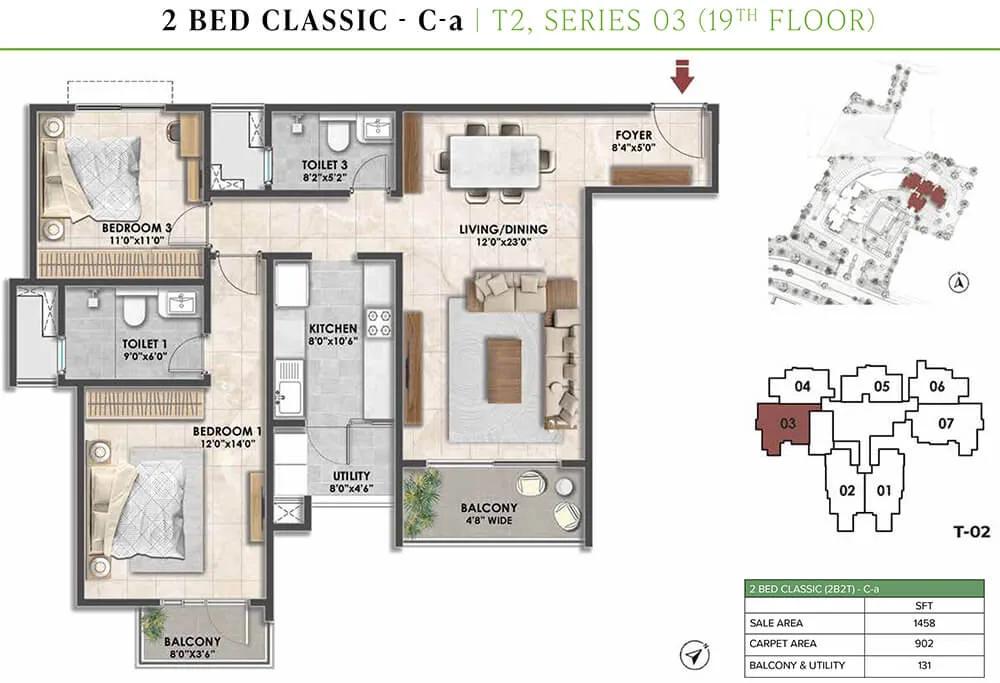 2BHK Classic 1458 - Prestige Fernvale At Prestige City Sarjapur