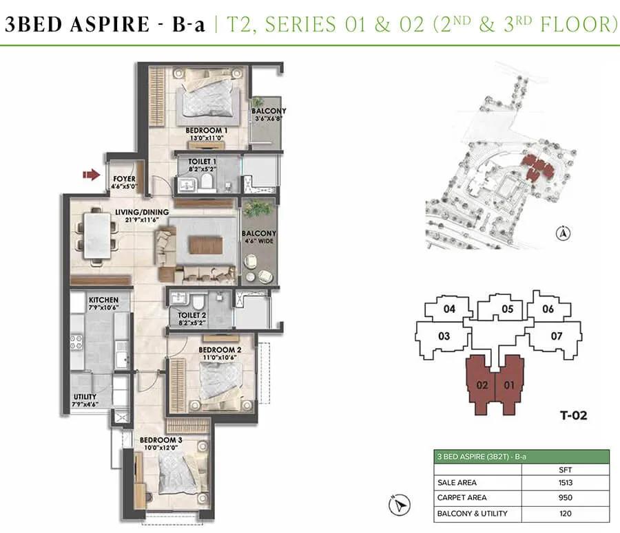 3BHK Aspire 1513 - Prestige Fernvale At Prestige City Sarjapur