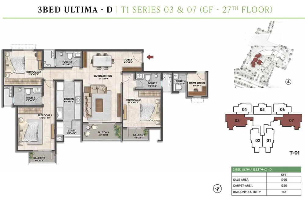 3BHK Ultima 1996 - Prestige Fernvale At Prestige City Sarjapur