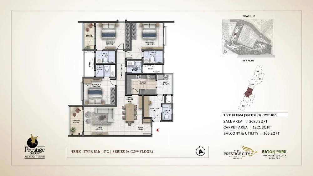 3bhk ultima 2086 prestige eaton park at prestige city
