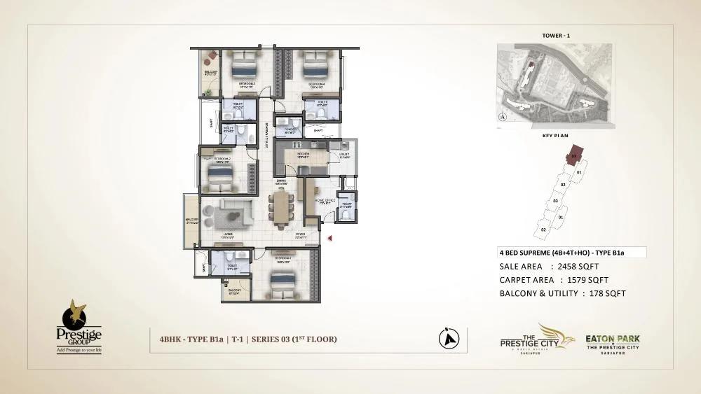 4bhk supreme 2458 prestige eaton park at prestige city