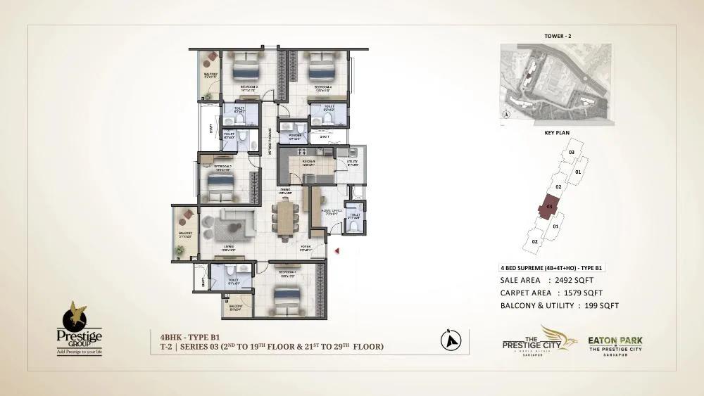 4bhk supreme 2492 prestige eaton park at prestige city
