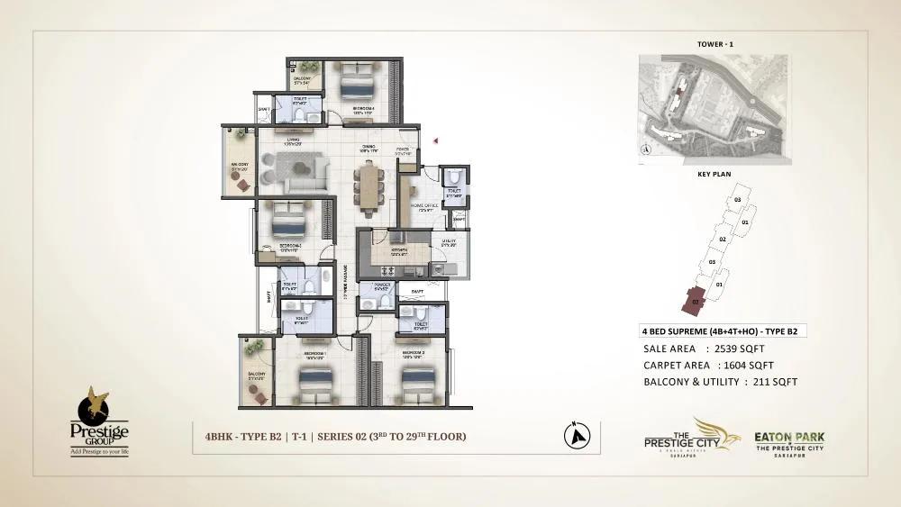 4bhk supreme 2539 prestige eaton park at prestige city
