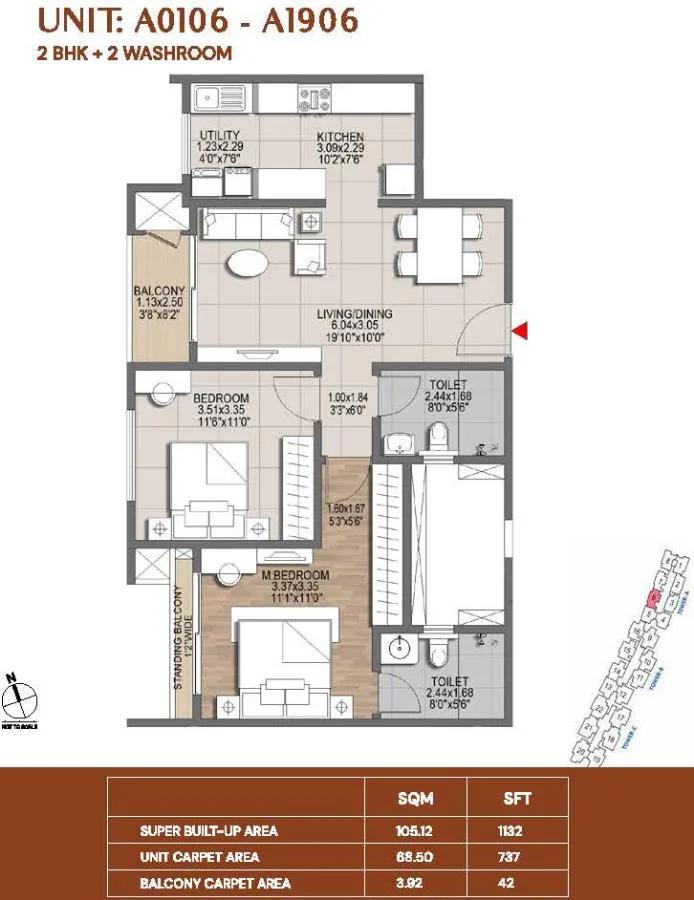 2bhk 1132 brigade lumina tumkur road