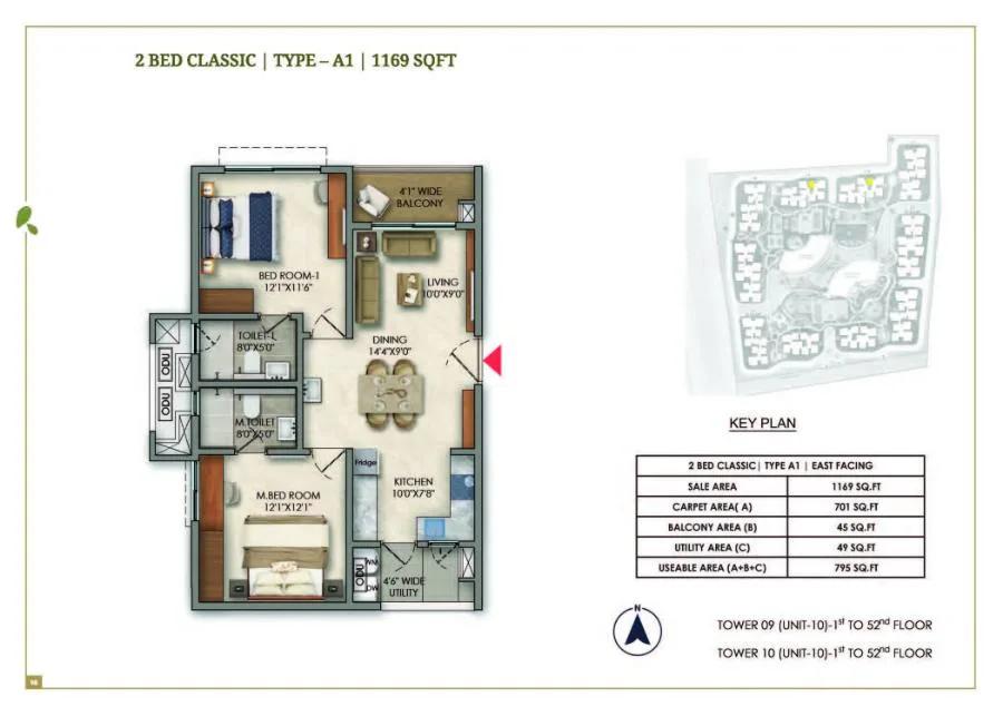 2bhk 1169 prestige golden grove tellapur