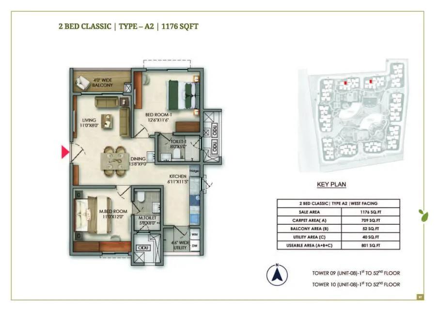 2bhk 1176 prestige golden grove tellapur