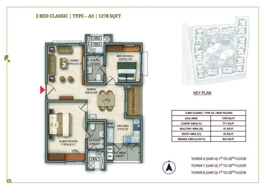 2bhk 1278 prestige golden grove tellapur