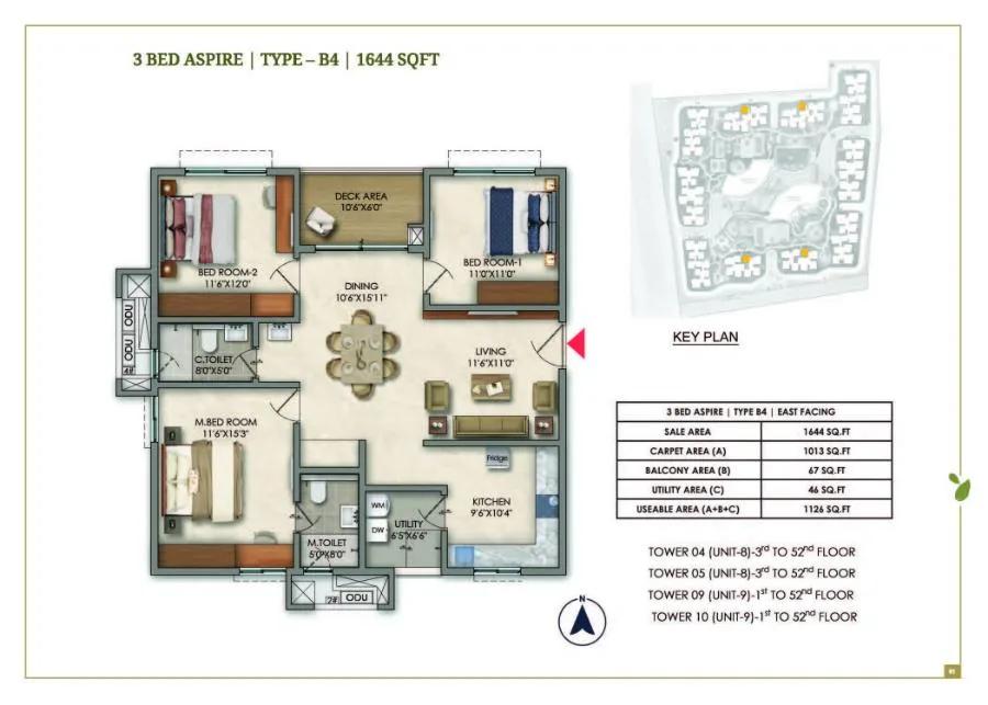 3bhk 1644 prestige golden grove tellapur