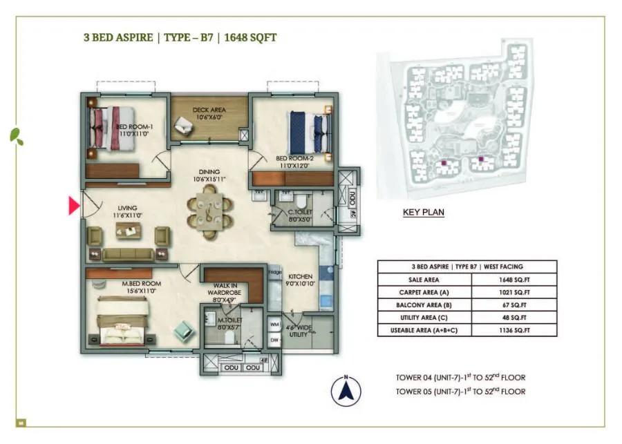 3bhk 1648 prestige golden grove tellapur