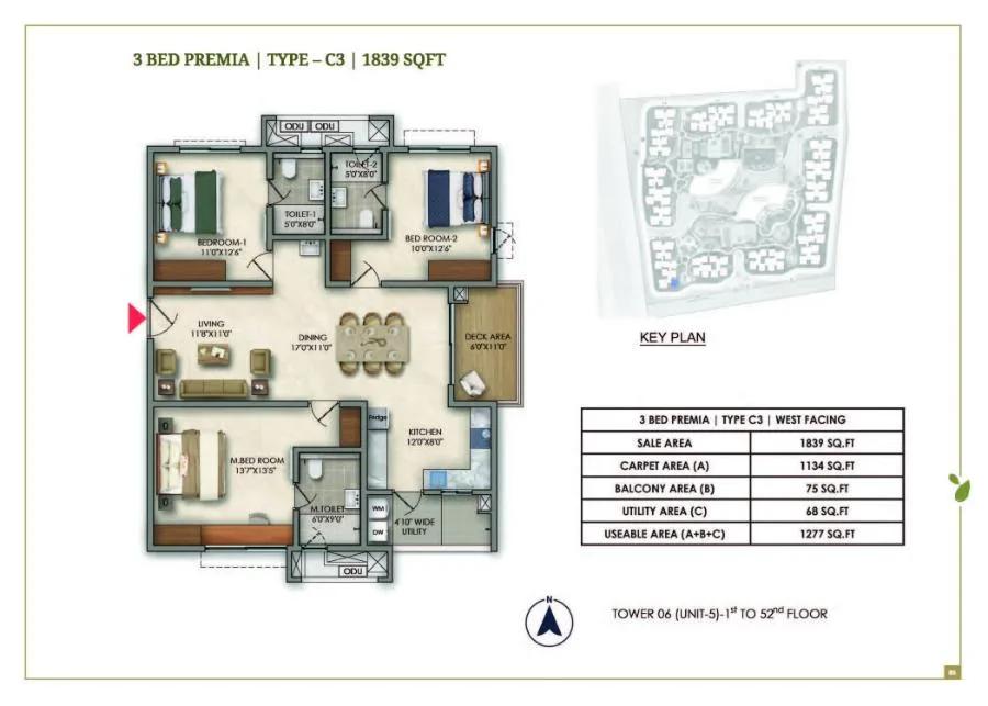 3bhk 1839 prestige golden grove tellapur