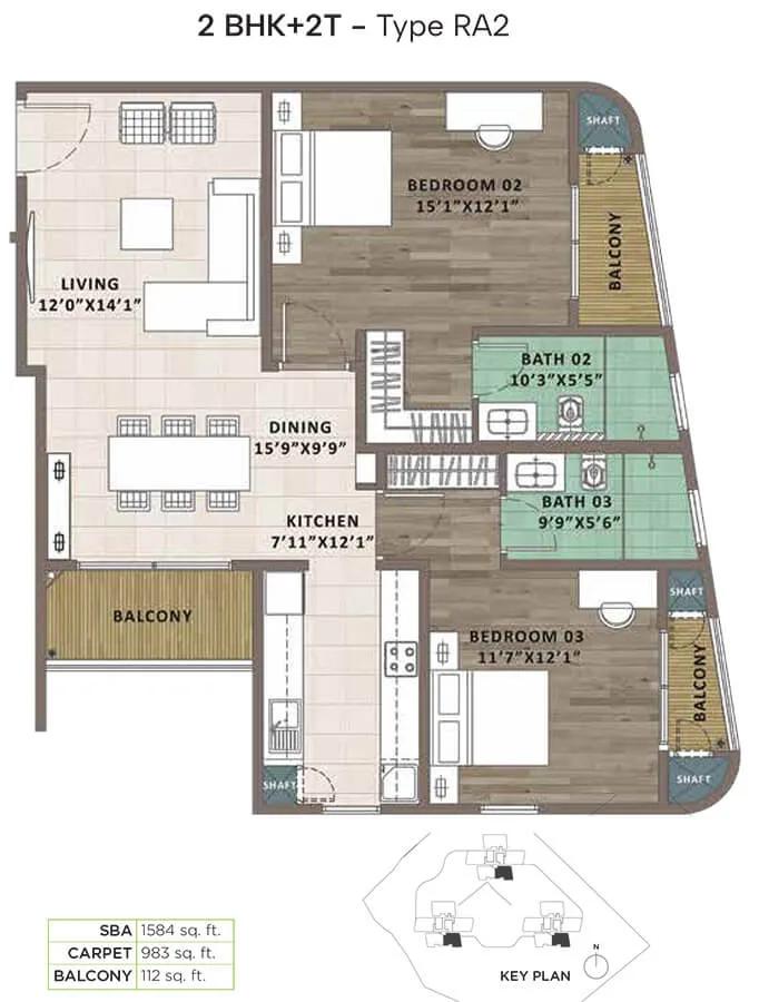 2bhk 1584 sattva aaranya mysore road